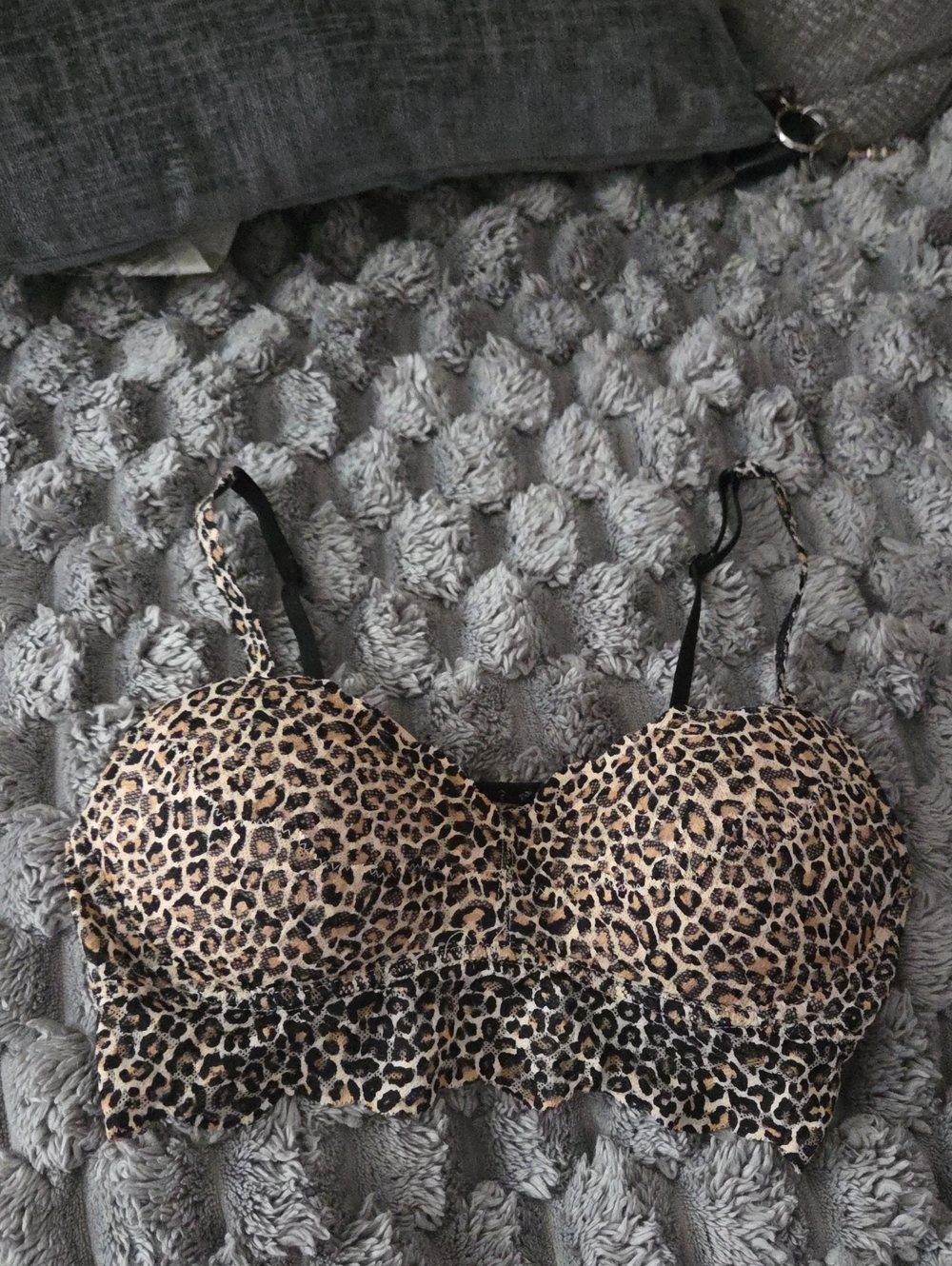PINK Victoria's Secret Leopard Print Bra Bralette Beige & Black Small Euc